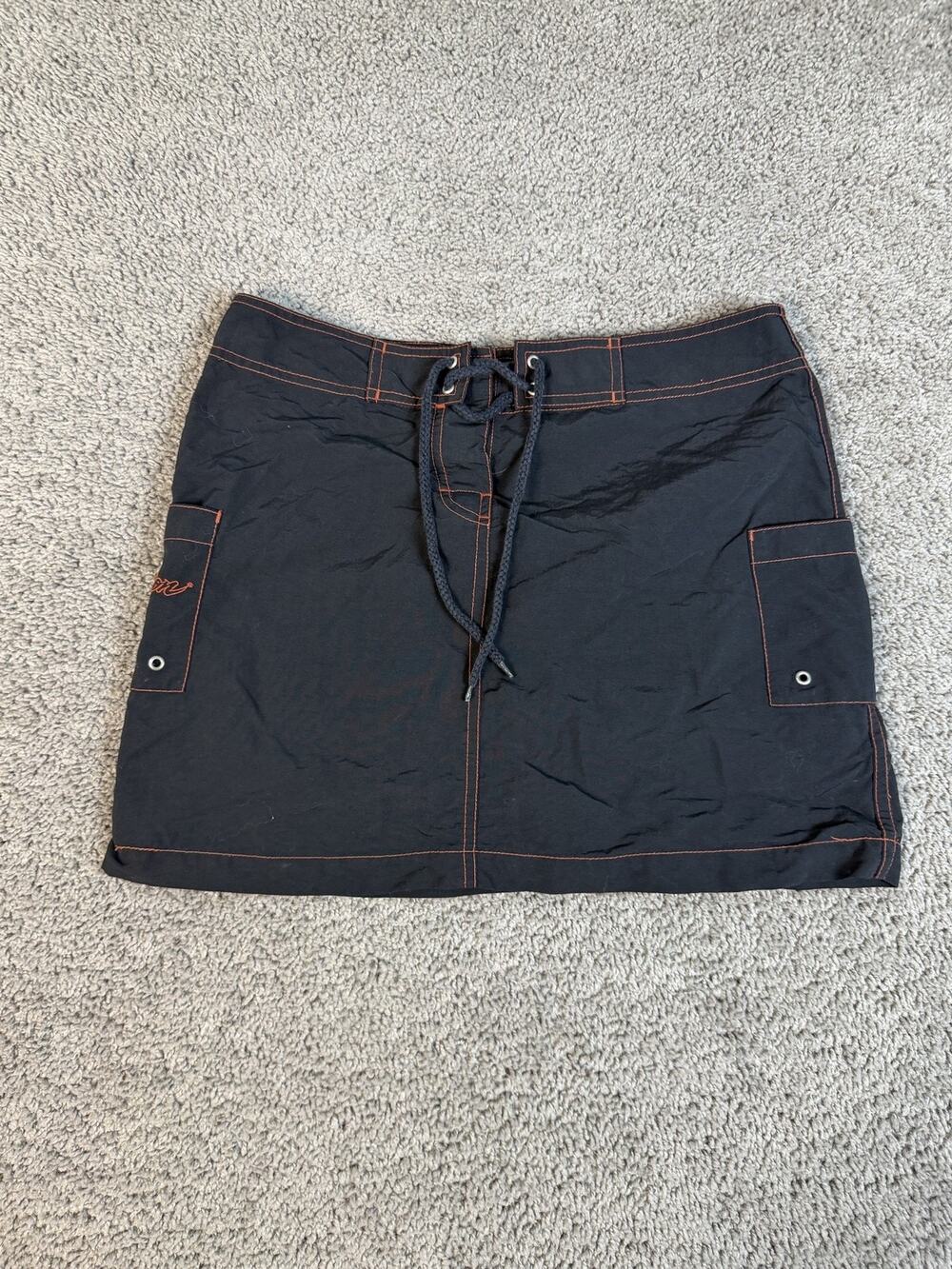 Harley-Davidson Skirt Womens XS Black Cargo Short Nylon Pockets Drawstring